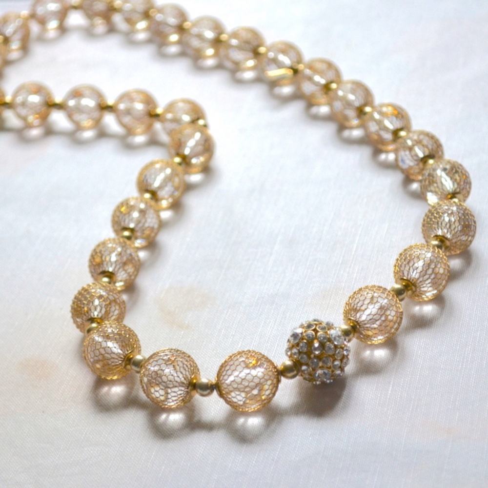 Kate Spade Caged Mesh Crystal Long Necklace